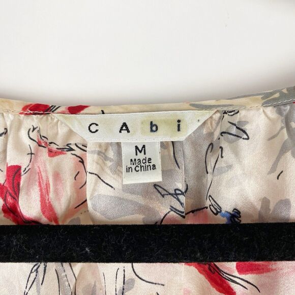 CAbi 399 Gypsy Floral Print Silk Dolman Sleeve Blouse - Size M - Picture 3 of 4
